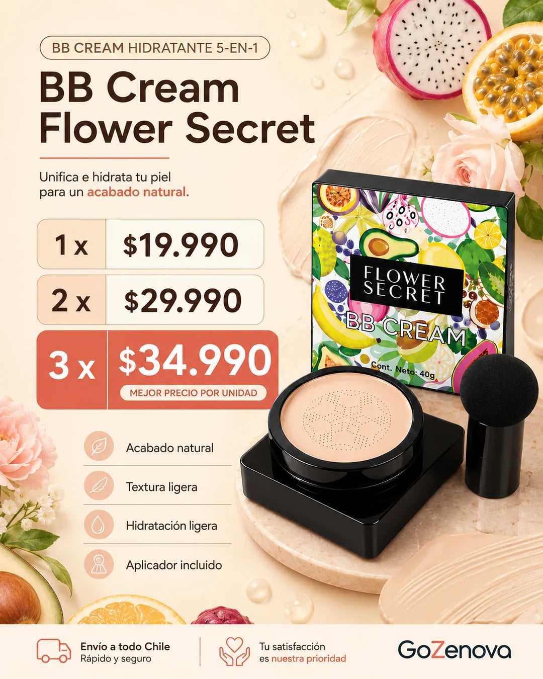 Tu Piel Perfecta en 60 Segundos — BB Cream 5-en-1 que Se Adapta a Tu Tono