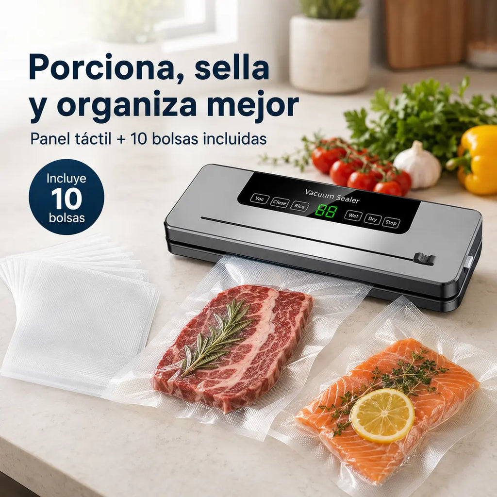 Selladora al Vacío Táctil + 10 Bolsas