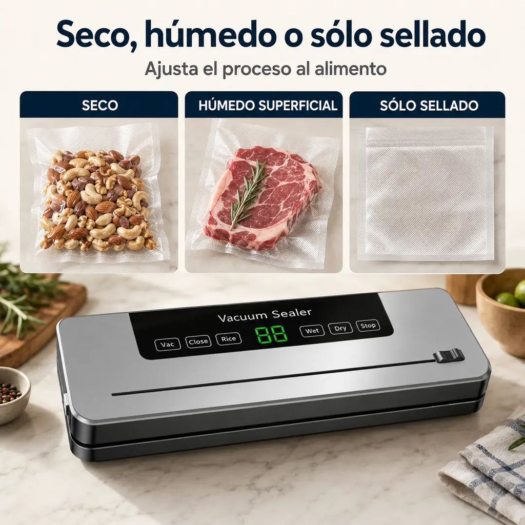 Selladora al Vacío Táctil + 10 Bolsas