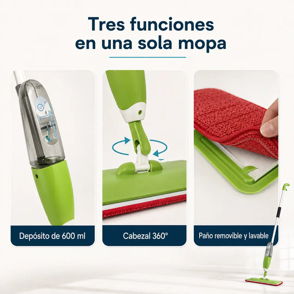Mopa con Spray y Cabezal Giratorio 360°