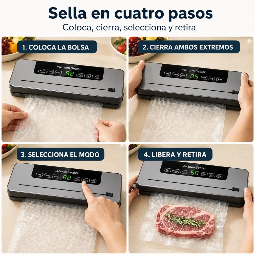 Selladora al Vacío Táctil + 10 Bolsas