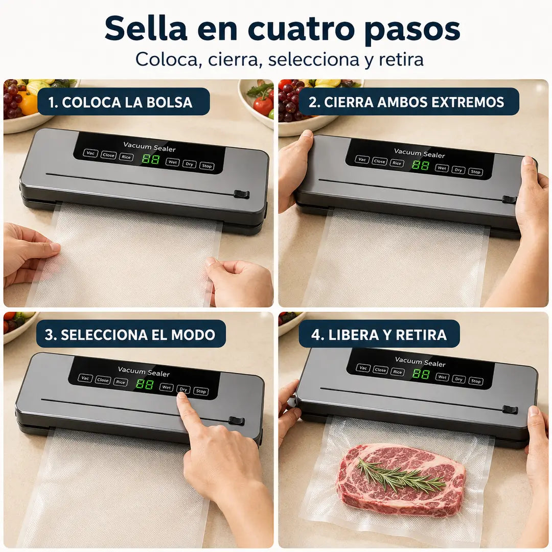 Selladora al Vacío Táctil + 10 Bolsas