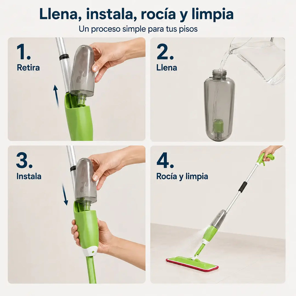 Mopa con Spray y Cabezal Giratorio 360°