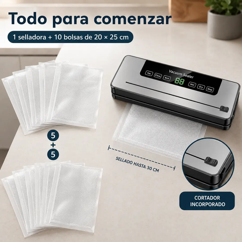 Selladora al Vacío Táctil + 10 Bolsas