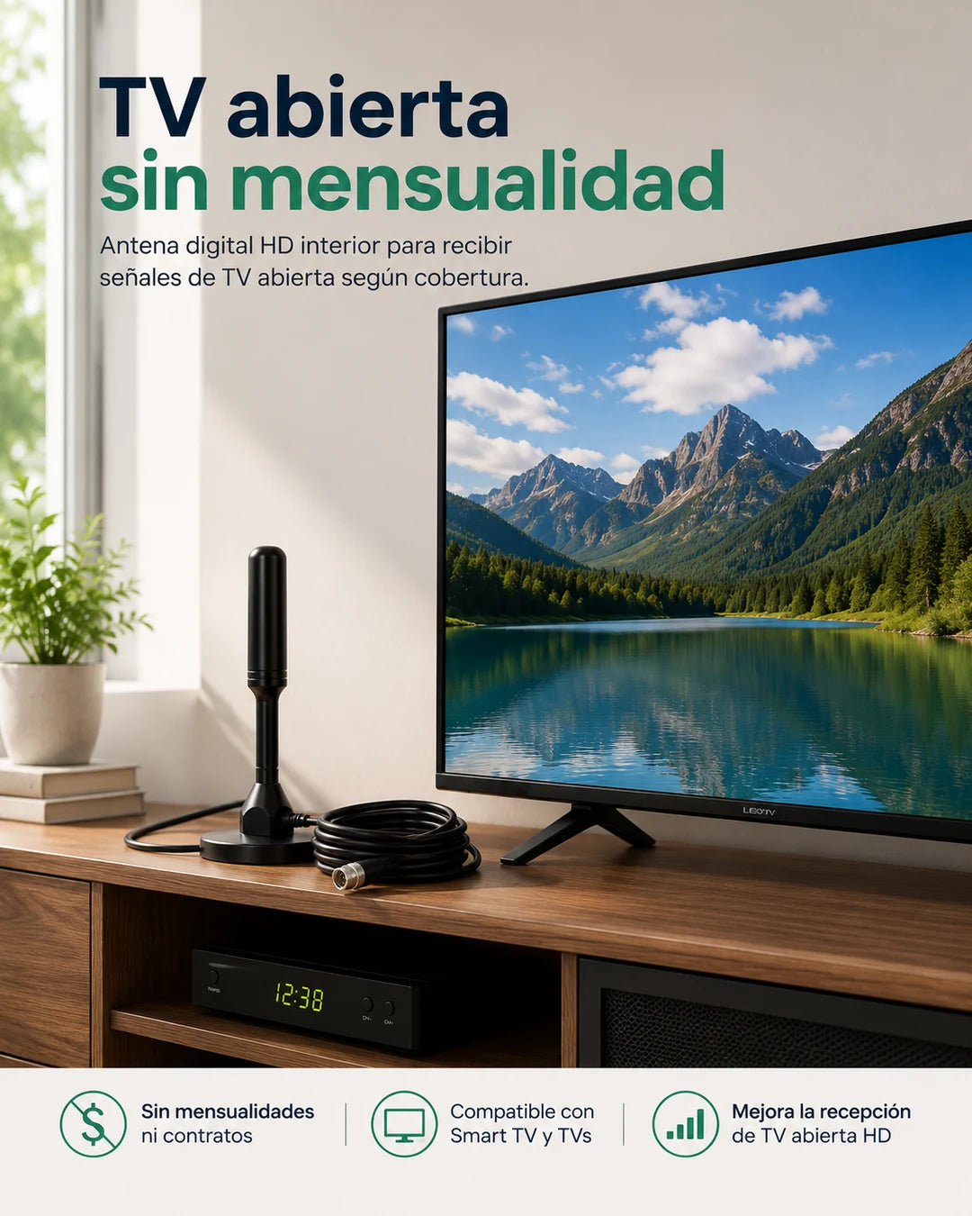 Deja de Pagar Cable — Antena HD que Capta 20+ Canales Gratis en 2 Minutos