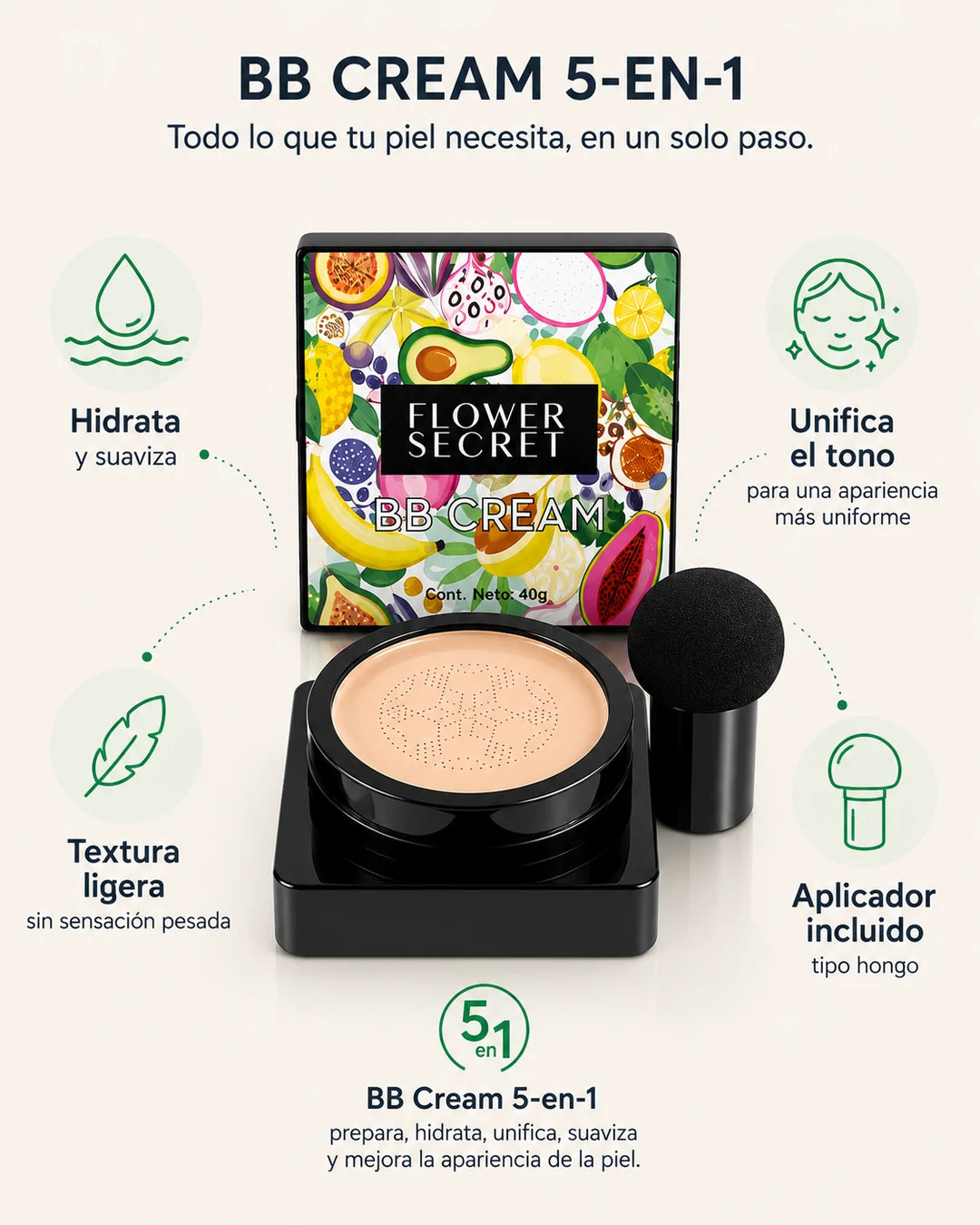 Tu Piel Perfecta en 60 Segundos — BB Cream 5-en-1 que Se Adapta a Tu Tono