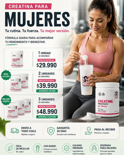Glúteos Más Firmes y Recuperación Real — Creatina para Mujeres con Colágeno y BCAA