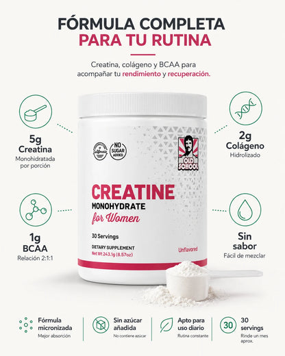 Glúteos Más Firmes y Recuperación Real — Creatina para Mujeres con Colágeno y BCAA