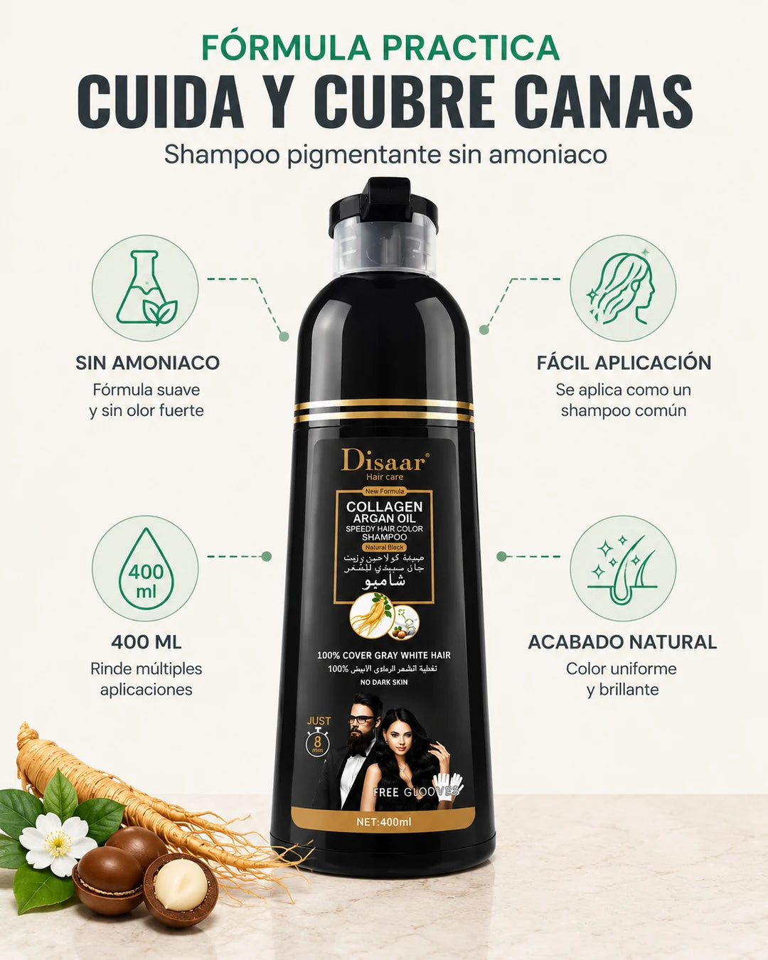 Cubre Tus Canas en Casa en 5 Minutos — Shampoo Pigmentante Sin Amoniaco
