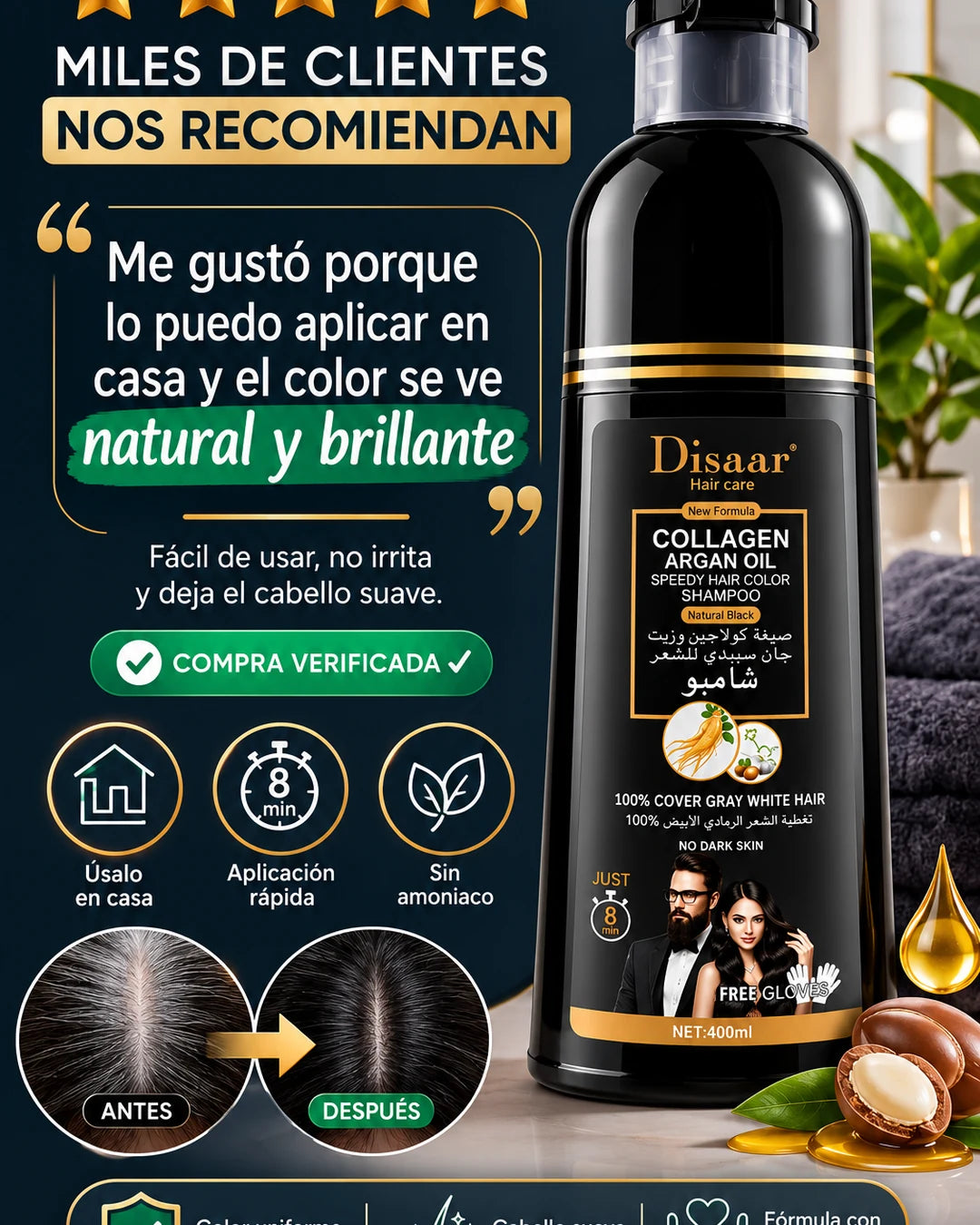 Cubre Tus Canas en Casa en 5 Minutos — Shampoo Pigmentante Sin Amoniaco