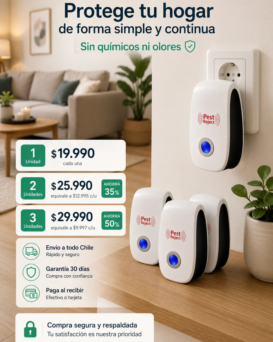 Adiós Ratones Sin Venenos — Repelente Ultrasónico 24/7 Seguro para Niños y Mascotas