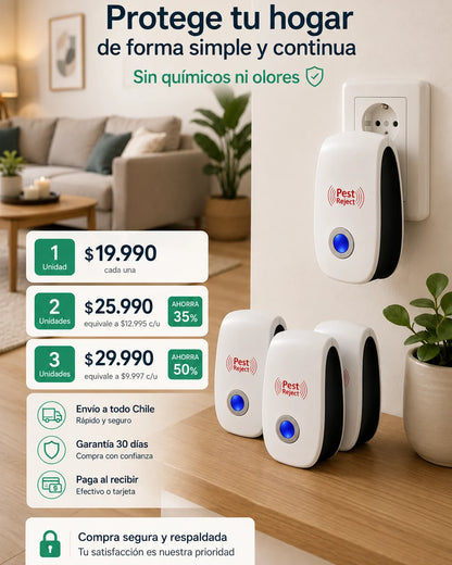 Adiós Ratones Sin Venenos — Repelente Ultrasónico 24/7 Seguro para Niños y Mascotas