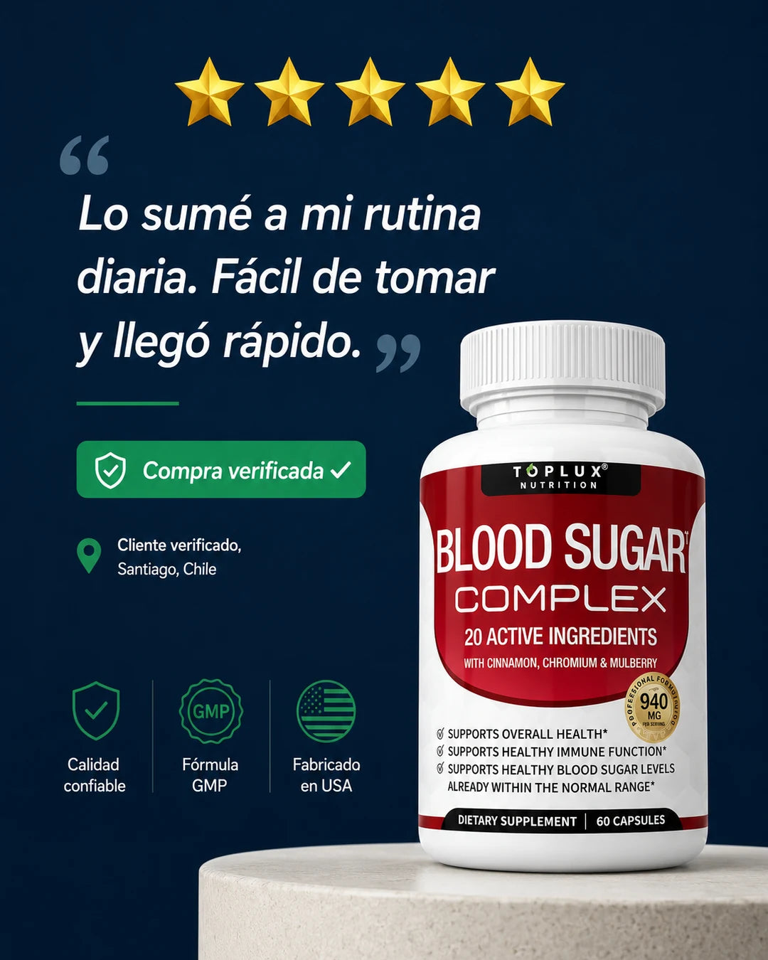 Energía Estable Todo el Día — Suplemento Natural para el Azúcar en Sangre