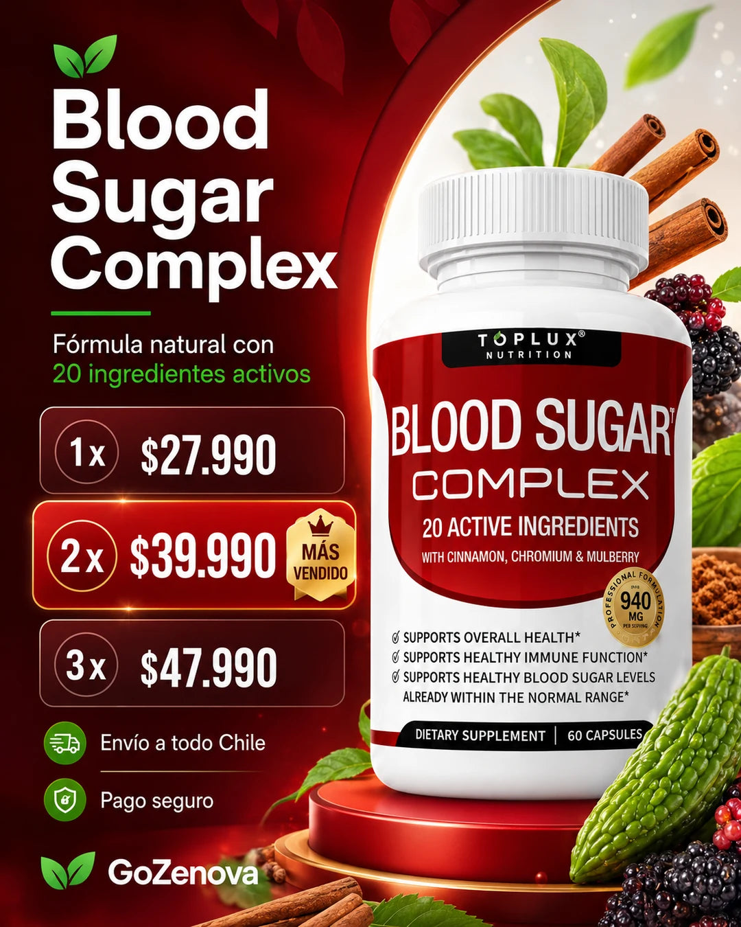 Energía Estable Todo el Día — Suplemento Natural para el Azúcar en Sangre
